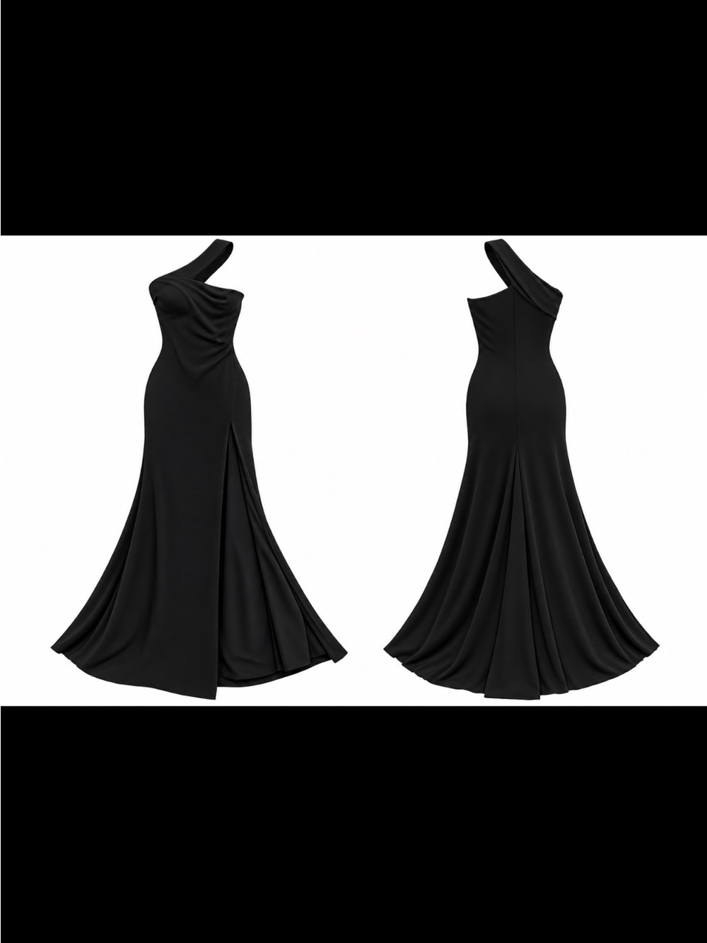 Elegant One-Shoulder Black Evening Gown